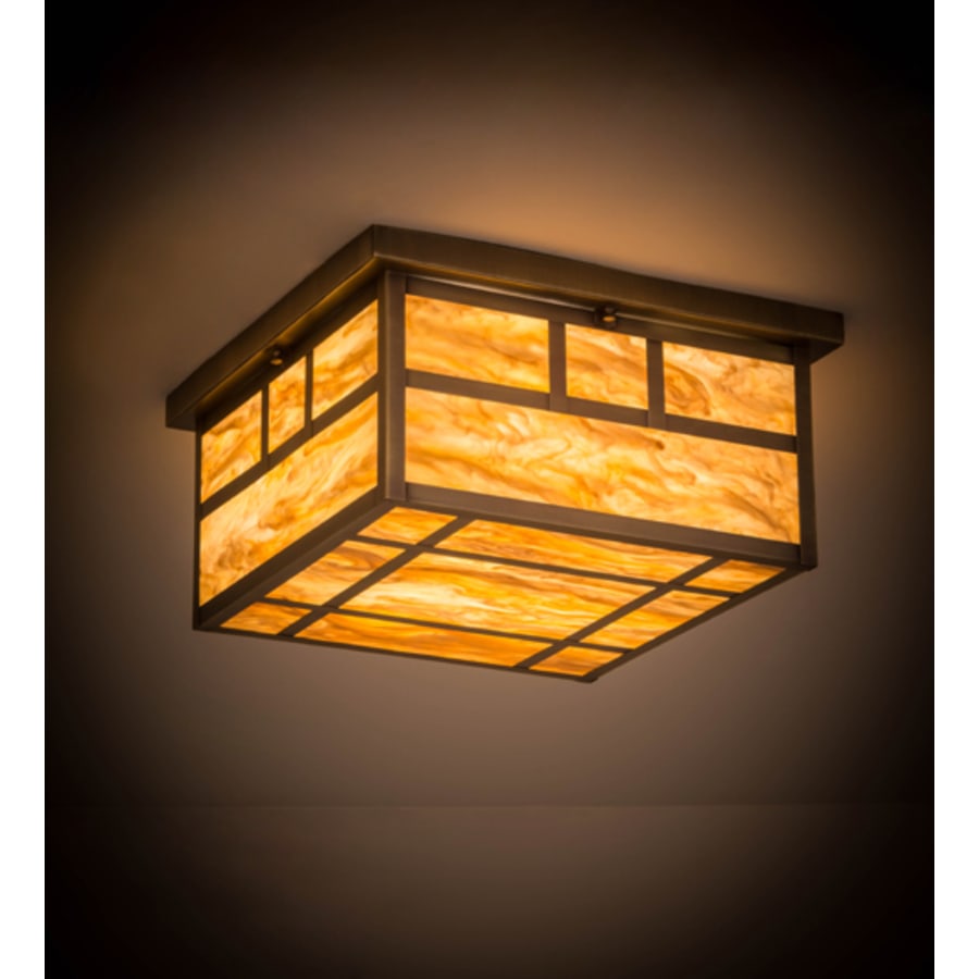 Meyda Tiffany Hyde Park Double Bar Mission 4 Light 29" Wide Flush Mount Square Ceiling Fixture