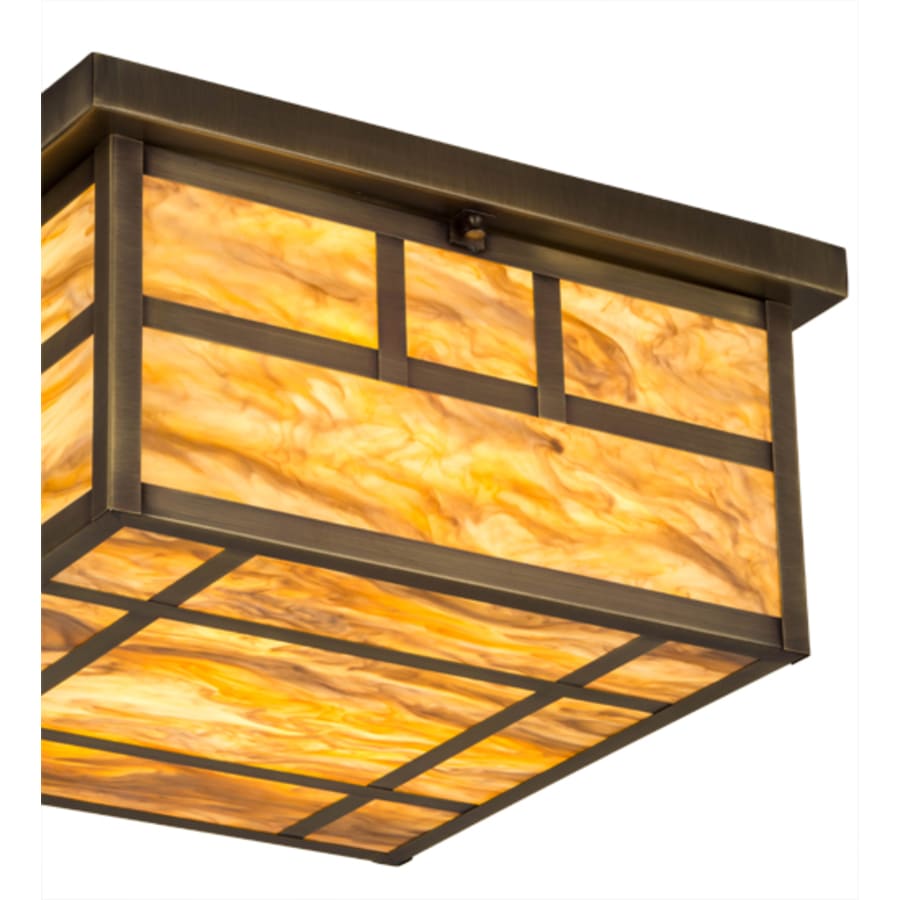 Meyda Tiffany Hyde Park Double Bar Mission 4 Light 29" Wide Flush Mount Square Ceiling Fixture