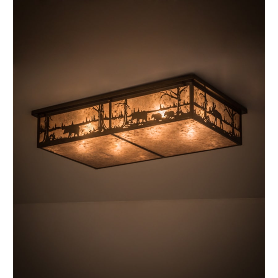 Meyda Tiffany Bears and Moose at Lake 8 Light 35" Wide Flush Mount Ceiling Fixture