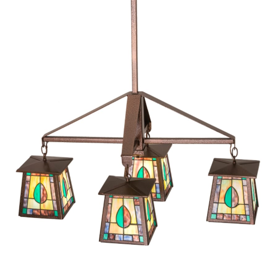 Meyda Tiffany Long Mackintosh Leaf 4 Light 24" Wide Chandelier