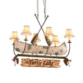 Meyda Tiffany Long Personalized Canoe 6 Light 39" Wide Linear Chandelier