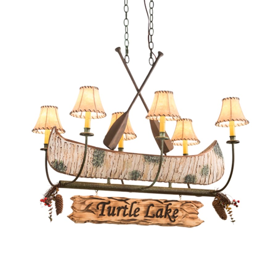 Meyda Tiffany Long Personalized Canoe 6 Light 39" Wide Linear Chandelier