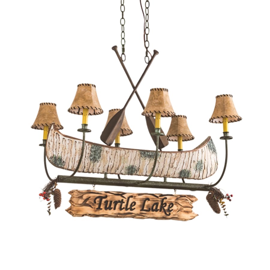 Meyda Tiffany Long Personalized Canoe 6 Light 39" Wide Linear Chandelier