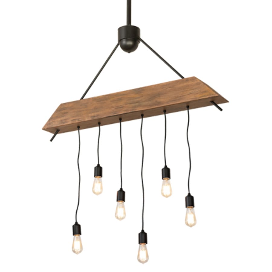 Meyda Tiffany 6 Light 44" Wide Wood Linear Pendant