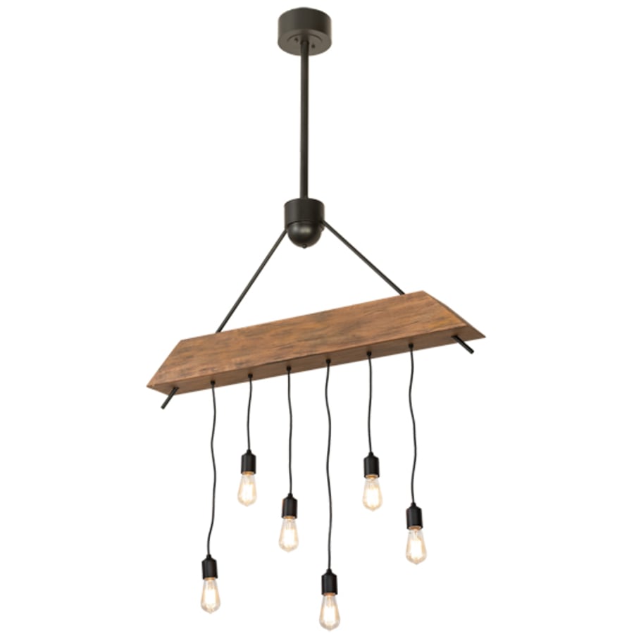 Meyda Tiffany 6 Light 44" Wide Wood Linear Pendant