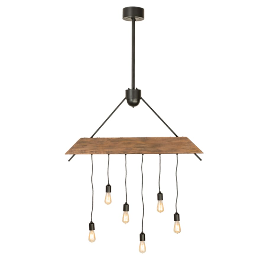 Meyda Tiffany 6 Light 44" Wide Wood Linear Pendant
