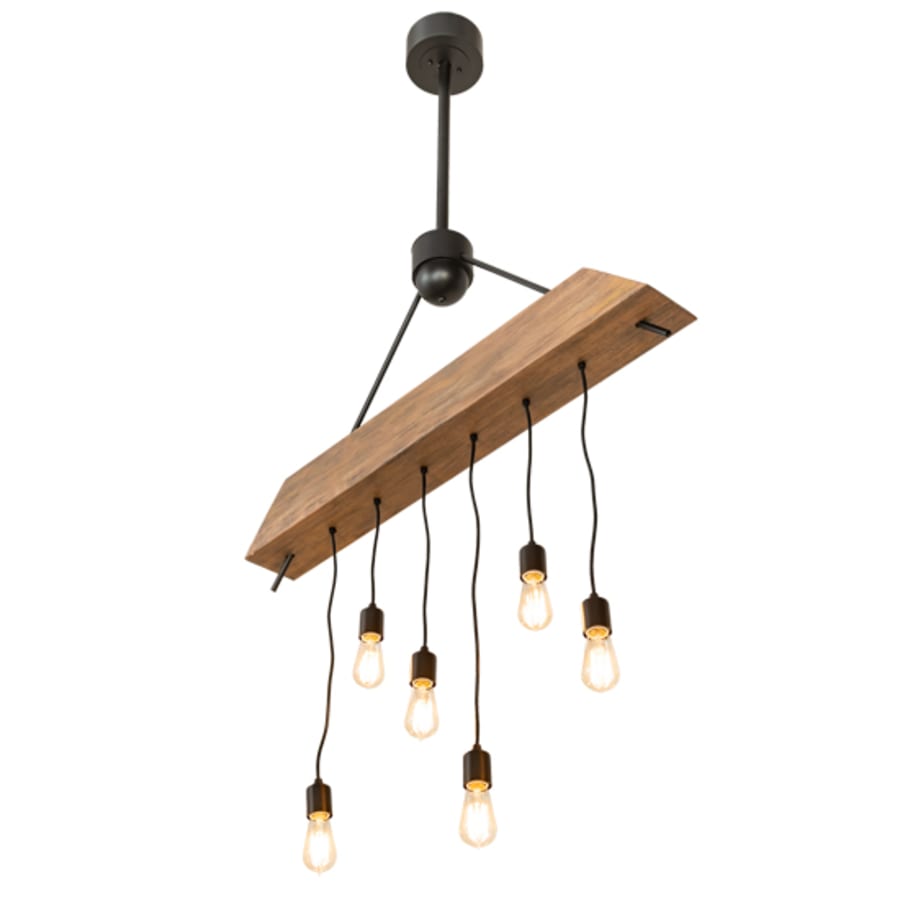Meyda Tiffany 6 Light 44" Wide Wood Linear Pendant