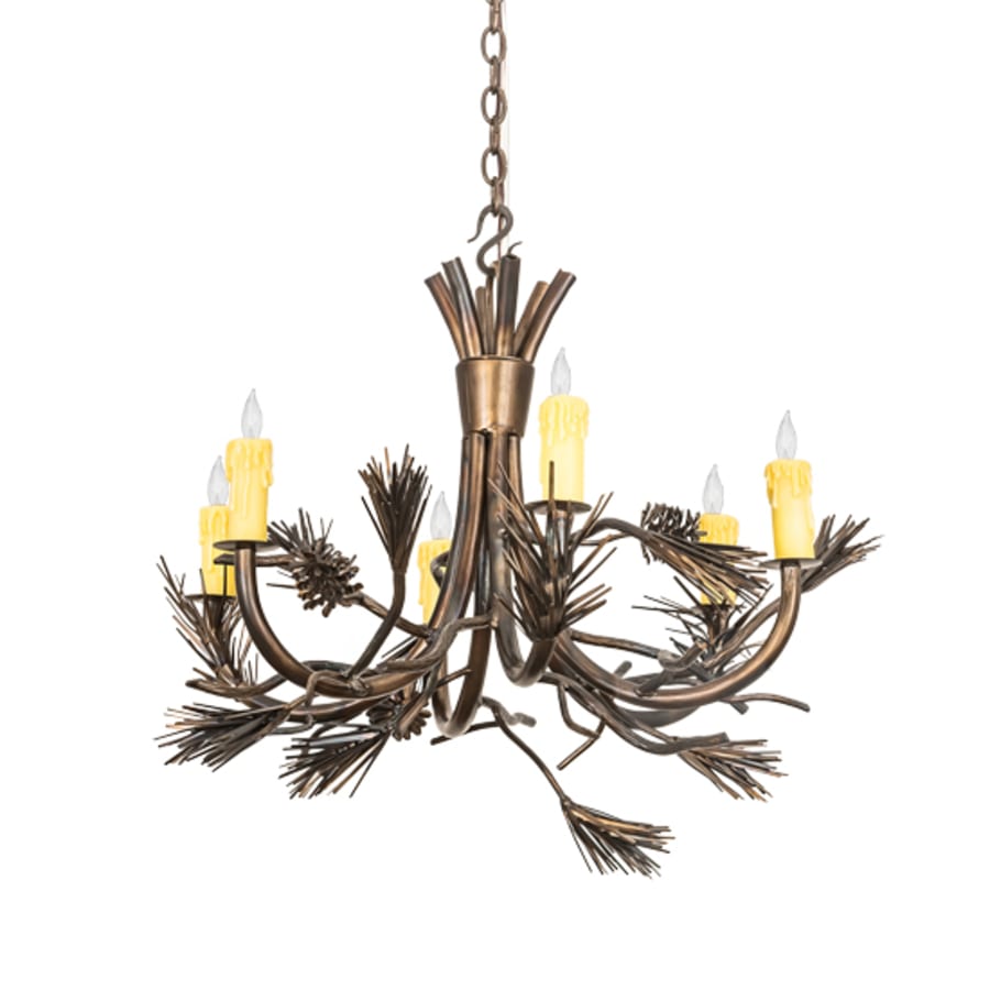 Meyda Tiffany Woodland Pine 6 Light 29" Wide Taper Candle Style Chandelier