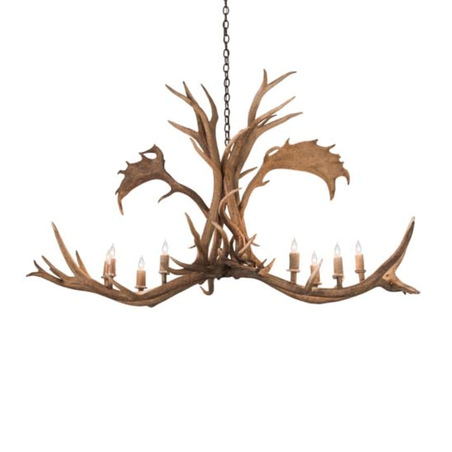 Meyda Tiffany Long Antlers Elk and Fallow Deer 8 Light 64" Wide Antler Candle Style Chandelier
