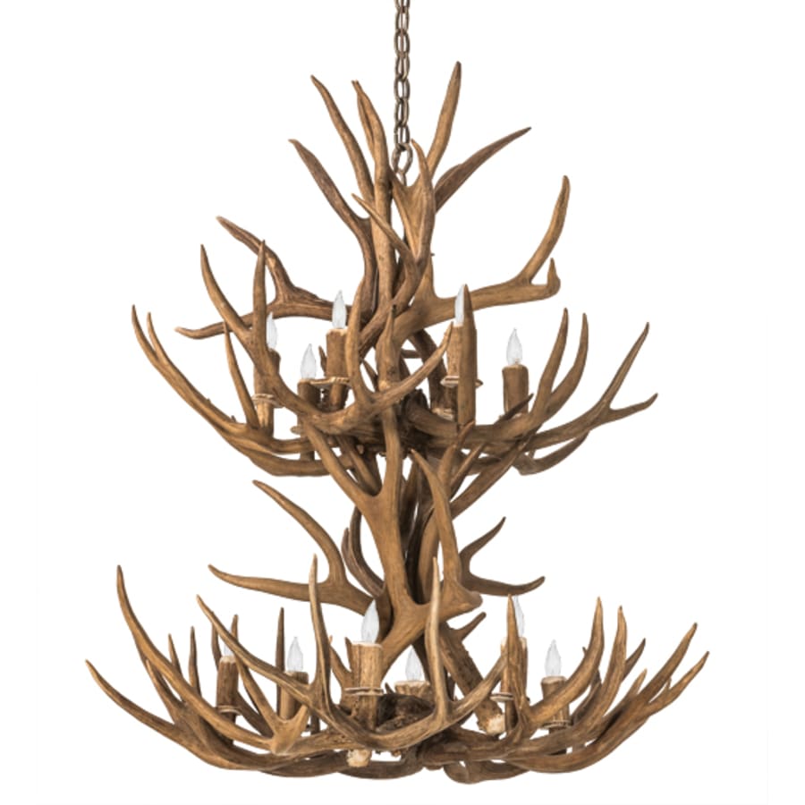 Meyda Tiffany Antlers 12 Light 34" Wide Antler Candle Style Chandelier
