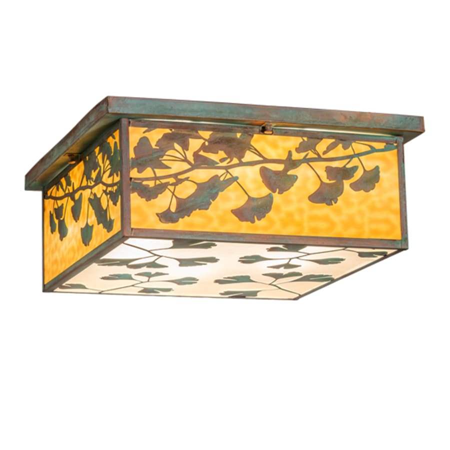 Meyda Tiffany Hyde Park Ginkgo 6 Light 28" Wide Flush Mount Square Ceiling Fixture