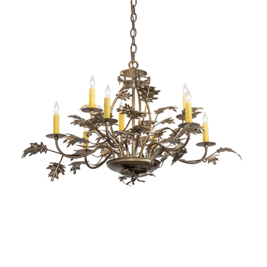 Meyda Tiffany Oak Leaf 9 Light 32" Wide Taper Candle Style Chandelier