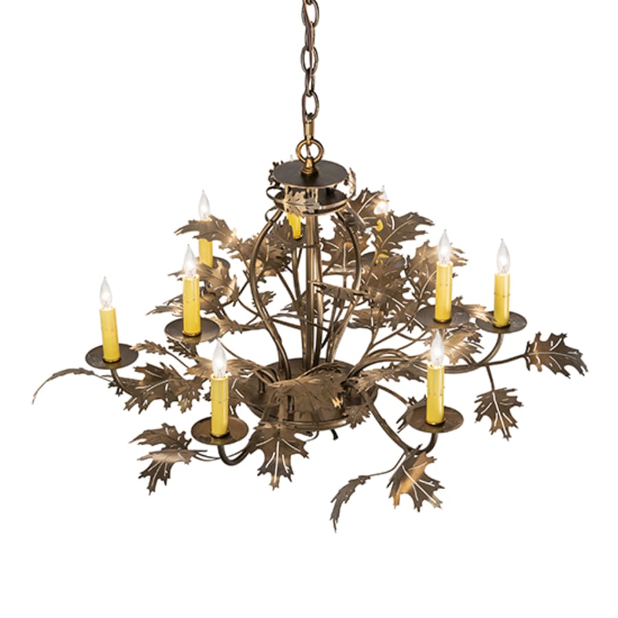 Meyda Tiffany Oak Leaf 9 Light 32" Wide Taper Candle Style Chandelier