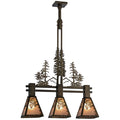Meyda Tiffany Tall Pines 3 Light 30" Wide Linear Chandelier with Silver Mica Shade