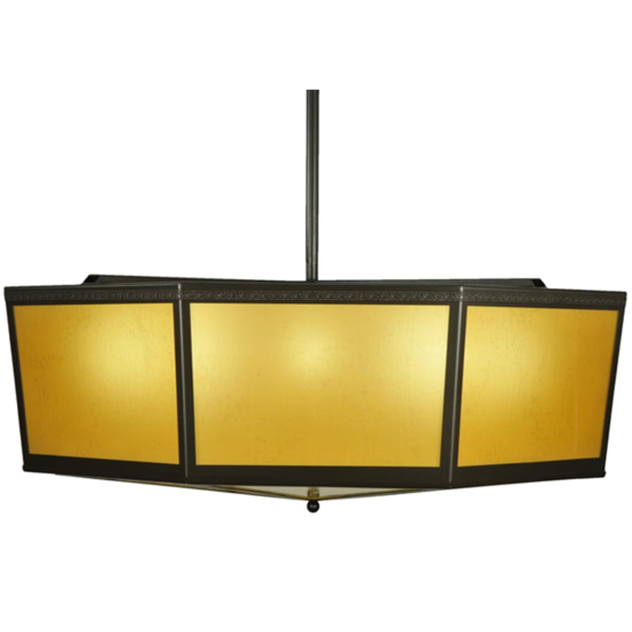 Meyda Tiffany Eltham 4 Light 36" Wide Pendant with Amber Art Glass Shade - Timeless Bronze Finish