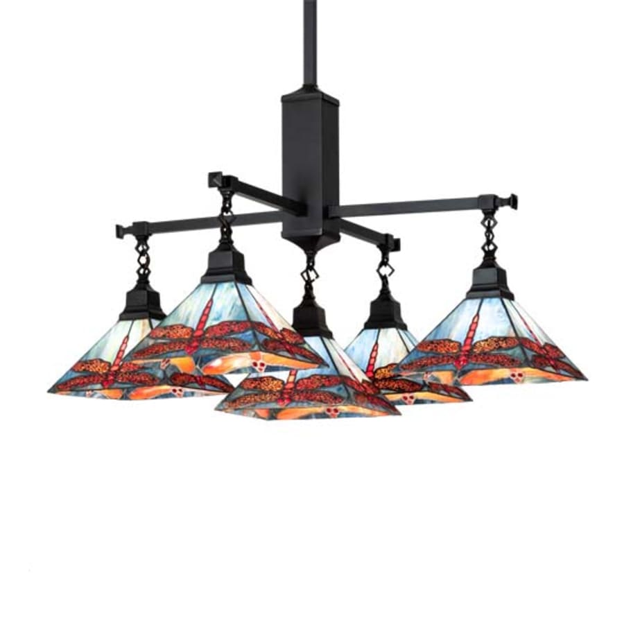 Meyda Tiffany Square Prairie Dragonfly 5 Light 51" Wide Chandelier