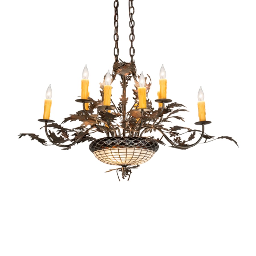Meyda Tiffany Long Greenbriar Oak 13 Light 20" Wide Taper Candle Style Chandelier