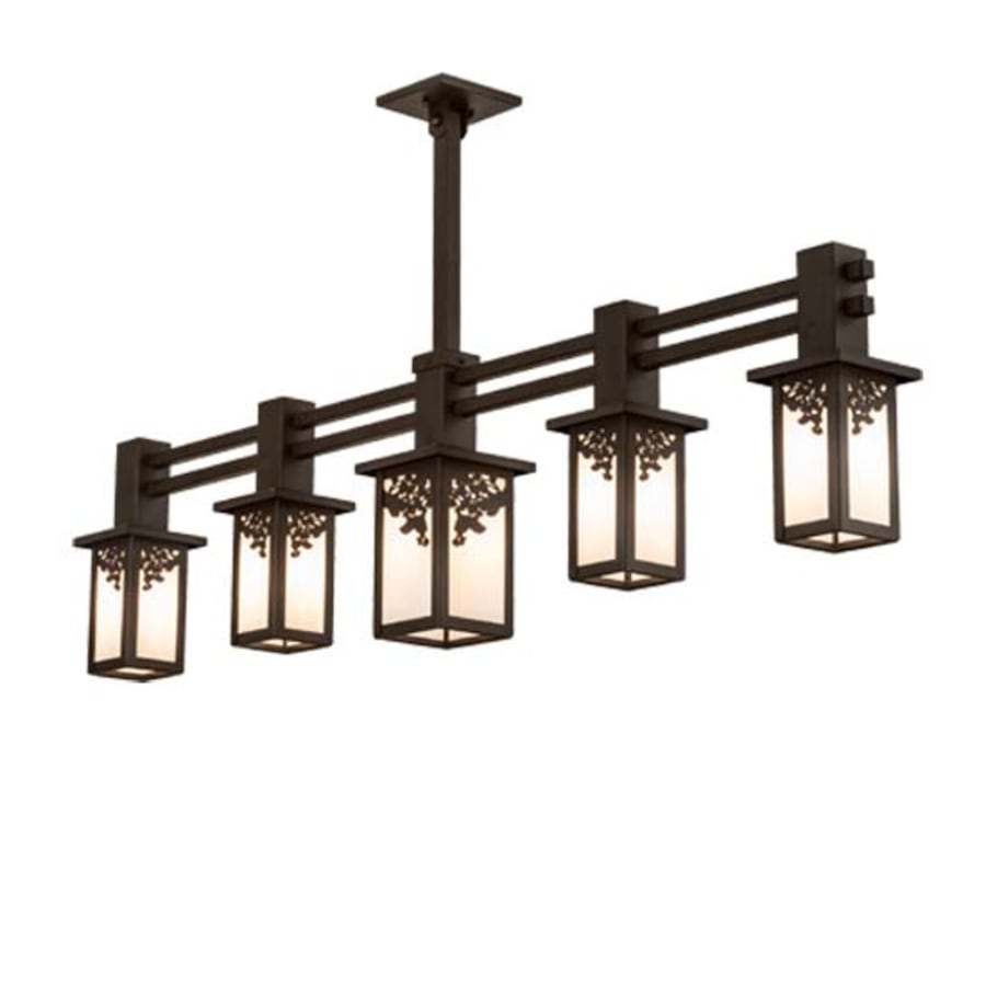 Meyda Tiffany Long Hyde Park Ginko Leaf 5 Light 54" Wide Linear Chandelier