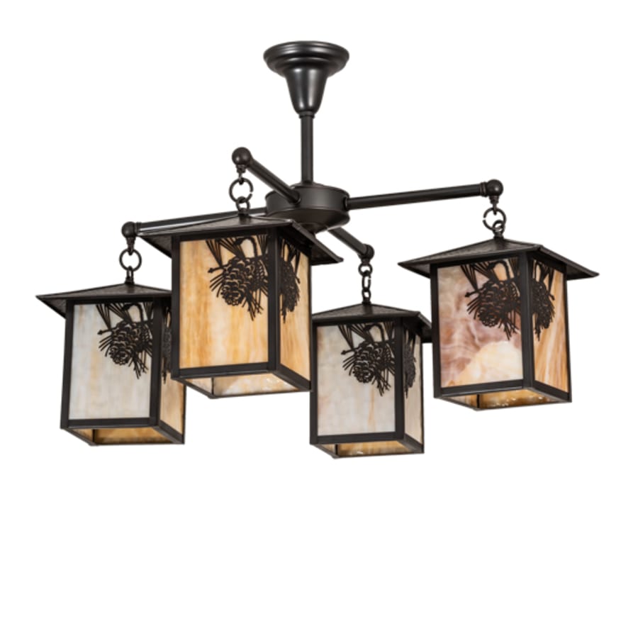 Meyda Tiffany Seneca Winter Pine 4 Light 32" Wide Chandelier