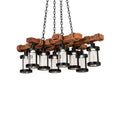 Meyda Tiffany Long Wood Beam 8 Light 42" Wide Chandelier