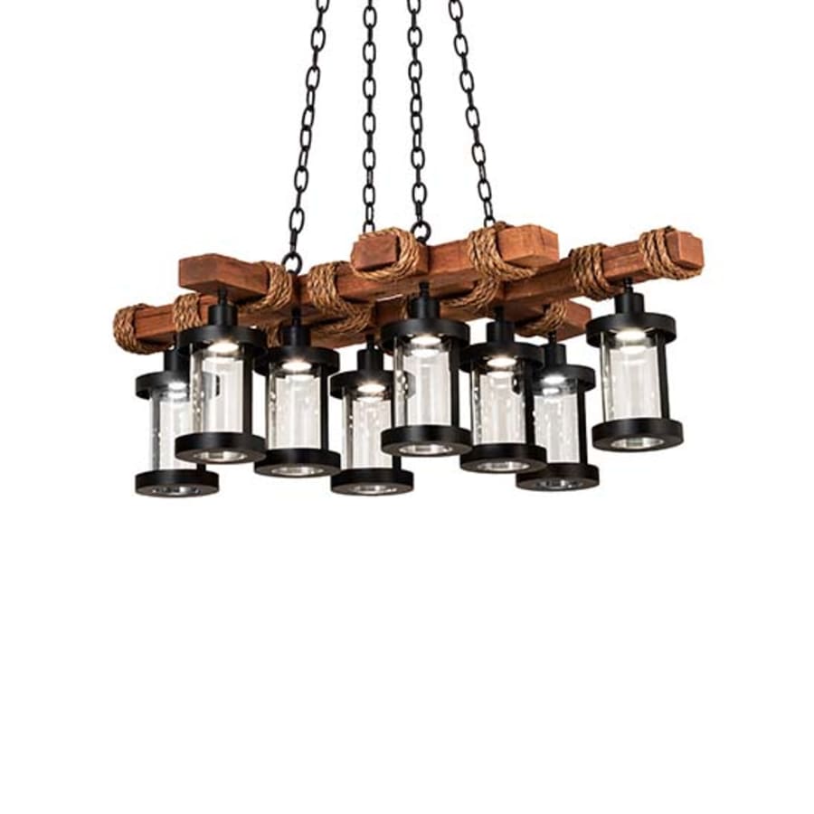Meyda Tiffany Long Wood Beam 8 Light 42" Wide Chandelier