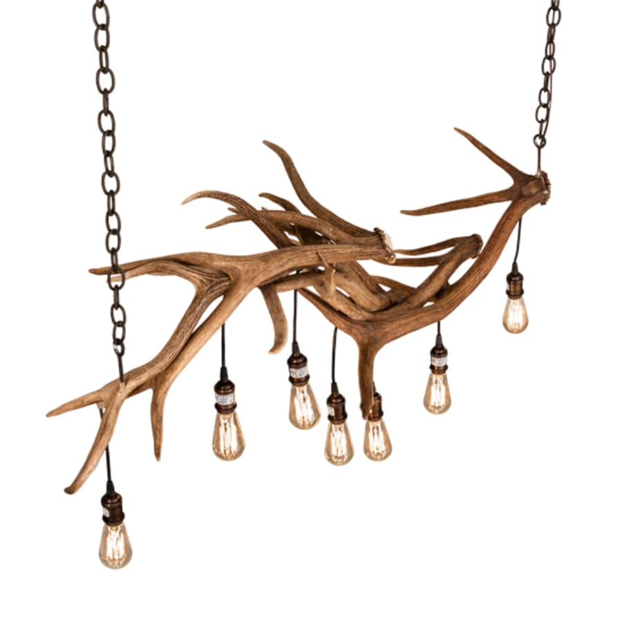 Meyda Tiffany Long Antlers 7 Light 52" Wide Antler Linear Chandelier