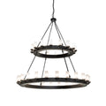 Meyda Tiffany Noziroh 40 Light 72" Wide Pillar Candle Ring Chandelier with Frosted, Seedy Glass Shades