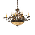 Meyda Tiffany Greenbriar Oak 11 Light 36" Wide Taper Candle Style Chandelier with Art Glass Shade