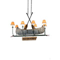 Meyda Tiffany Personalized Canoe 8 Light 48" Wide Linear Chandelier with Cream Fabric Shade