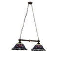 Meyda Tiffany Tiffany Peacock Feather 2 Light 24" Wide Linear Chandelier with Tiffany Glass Shade