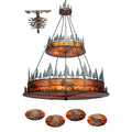 Meyda Tiffany Wildlife at Pine Lake 12 Light 72" Wide Drum Chandelier with Brown Mica Shade