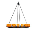 Meyda Tiffany Barbury 18 Light 48" Wide Pillar Candle Chandelier with Orange Acrylic Shade