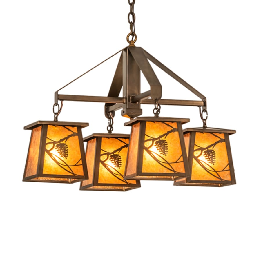 Meyda Tiffany Whispering Pines 4 Light 28" Wide Chandelier