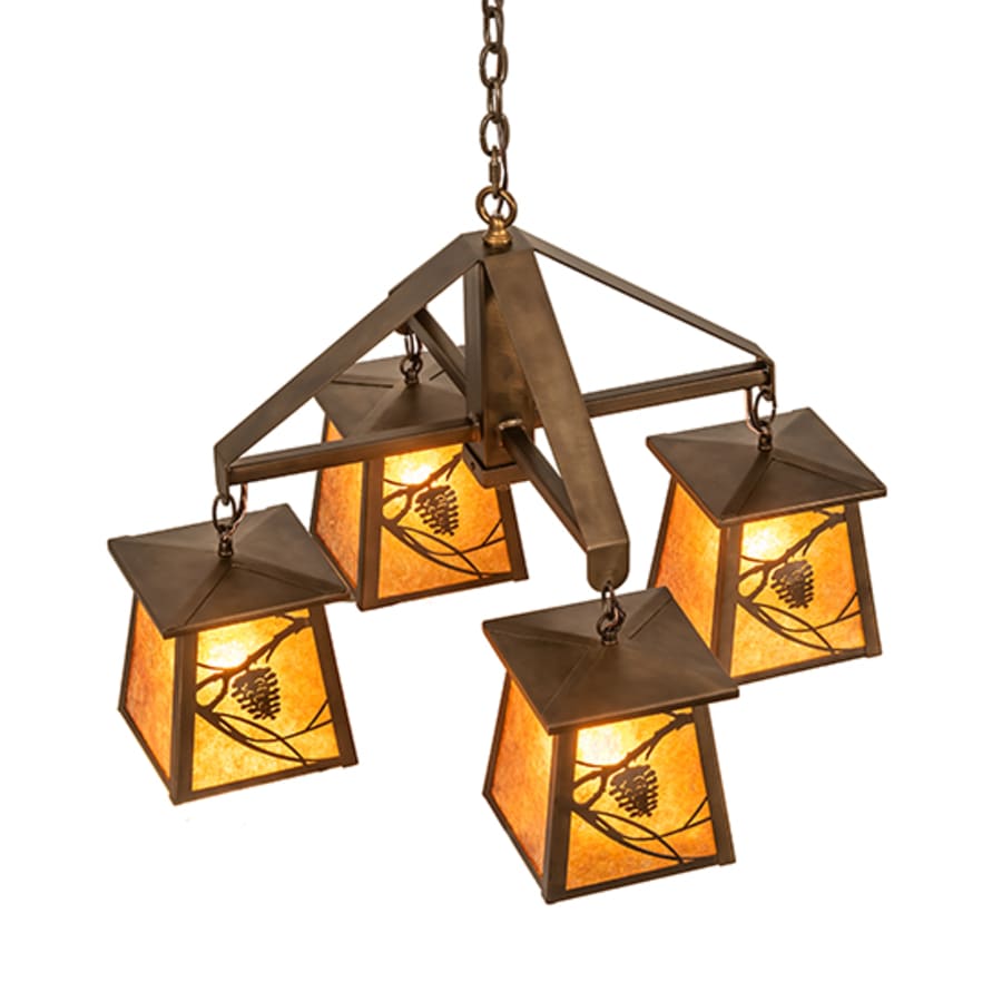 Meyda Tiffany Whispering Pines 4 Light 28" Wide Chandelier