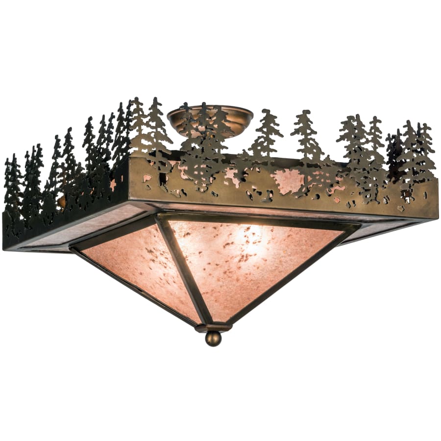 Meyda Tiffany Pine Lake 2 Light 20" Wide Flush Mount Ceiling Fixture with Silver Mica Shade