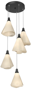 Mobius 17.3" Wide 5-Light Black Pendant With Spun Frost Shade