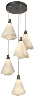 Mobius 17.3" Wide 5-Light Bronze Pendant With Spun Frost Shade
