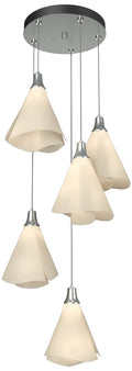 Mobius 17.3" Wide 5-Light Vintage Platinum Pendant With Spun Frost Sha