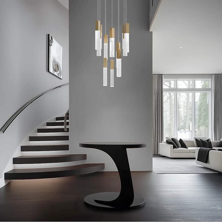Modern Forms Cinema 20" Wide LED Crystal Multi Light Pendant with Clear, Seedy Crystal Shades