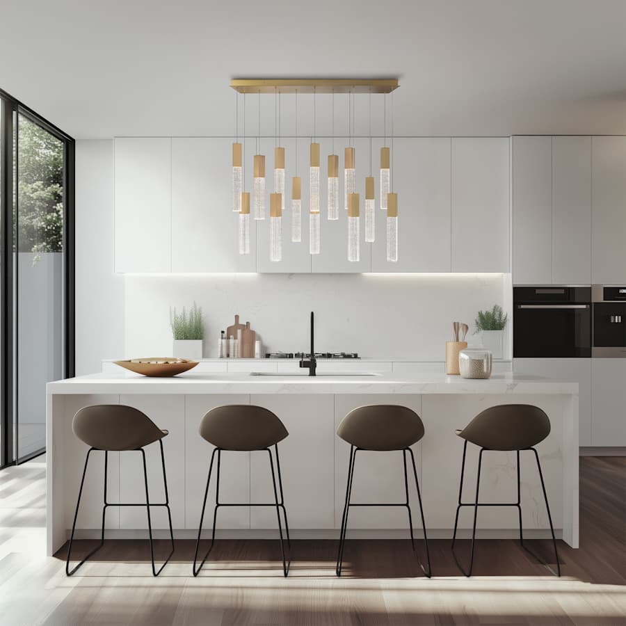 Modern Forms Cinema 54" Wide LED Crystal Linear Pendant with Clear, Seedy Crystal Shades