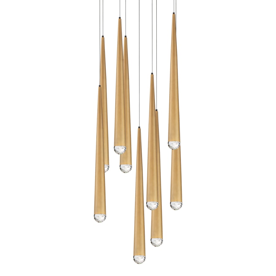 Modern Forms Cascade 9 Light 17" Wide LED Suspended Multi Light Pendant with K-2 Hand Cut Clear Crystal Shades