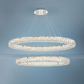 Monroe 48" Wide Chrome and Crystal 2-Tier Oval LED Chandelier