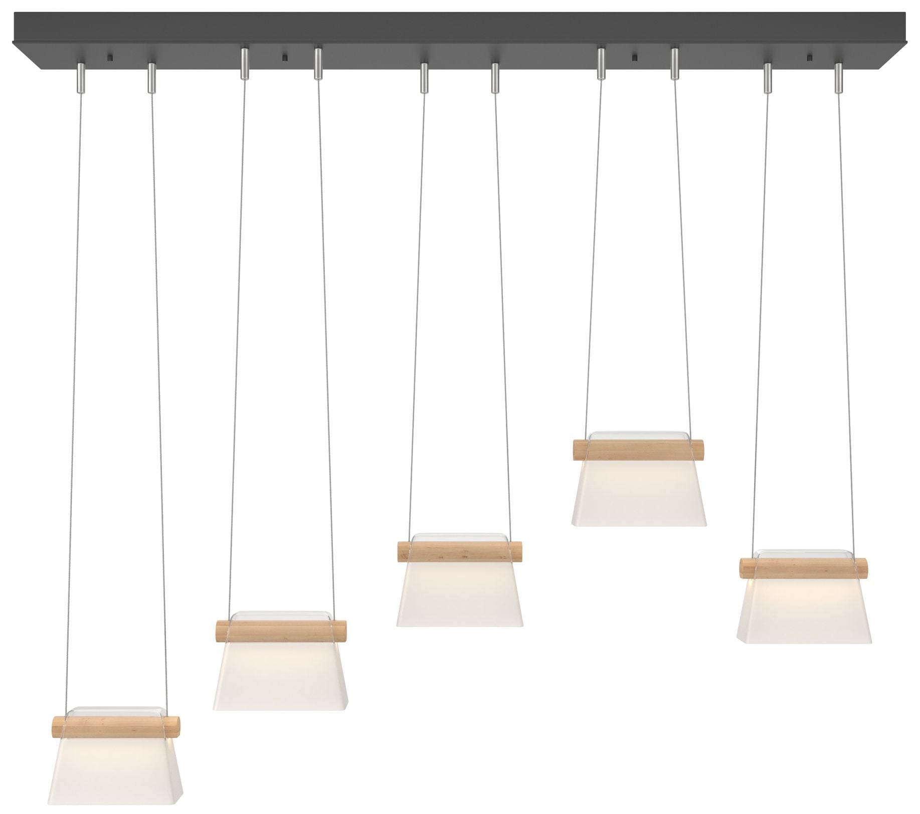 More Cowbell LED Pendant - Black - Maple Wood - Clear - Frosted Diffuser