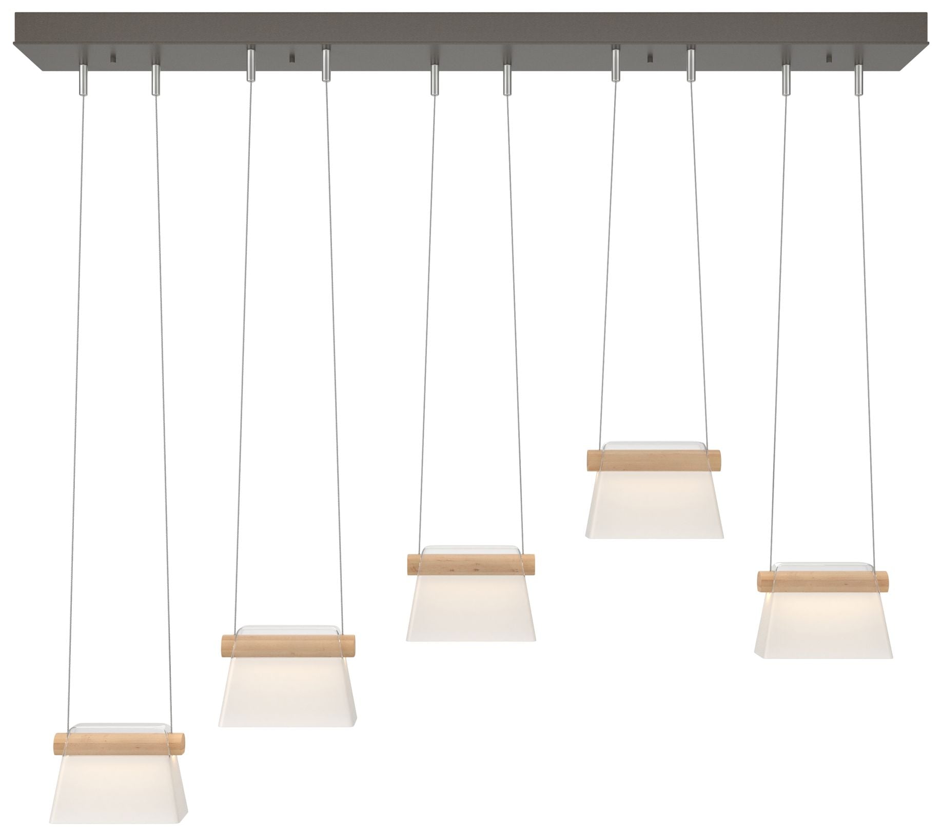 More Cowbell LED Pendant - Smoke - Maple Wood - Clear - Frosted Diffuser