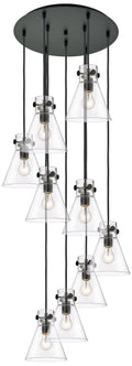 Newton Cone 39.75"W 5 Light Brushed Nickel Linear Pendant w/ White Sha
