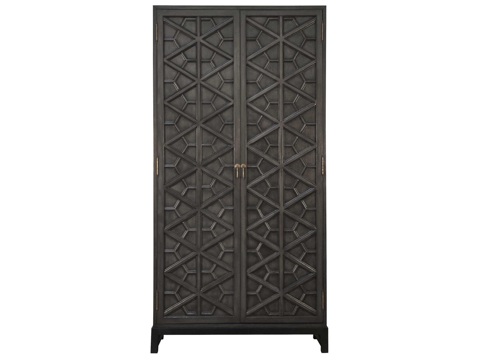 Maharadscha Pale Mahogany Wood Hutch Cabinet with Matte Black Base