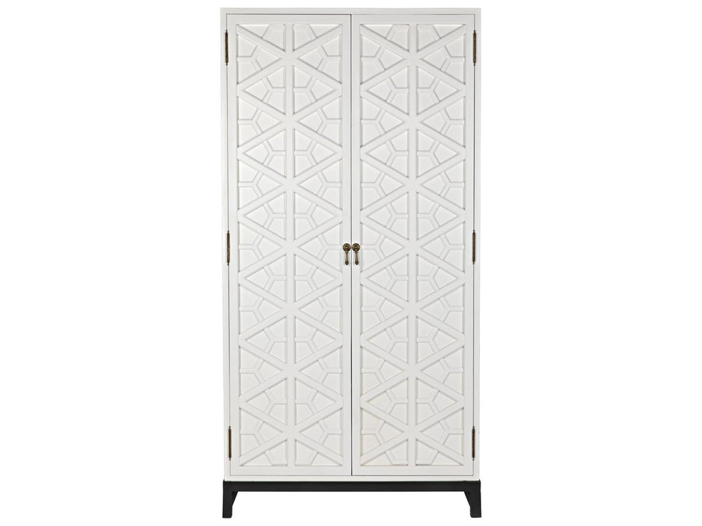 Maharadscha Solid White Mahogany Wood Hutch with Matte Black Base