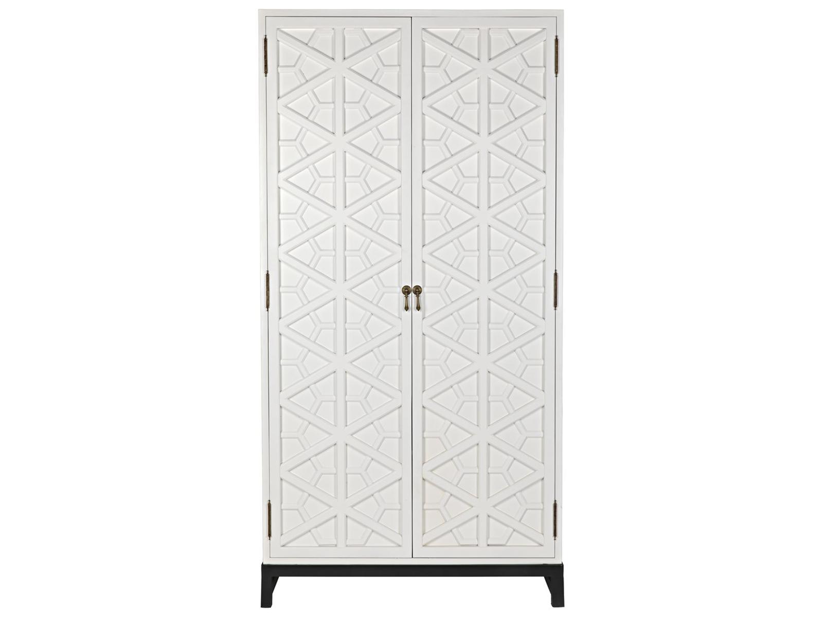 Maharadscha Solid White Mahogany Wood Hutch with Matte Black Base