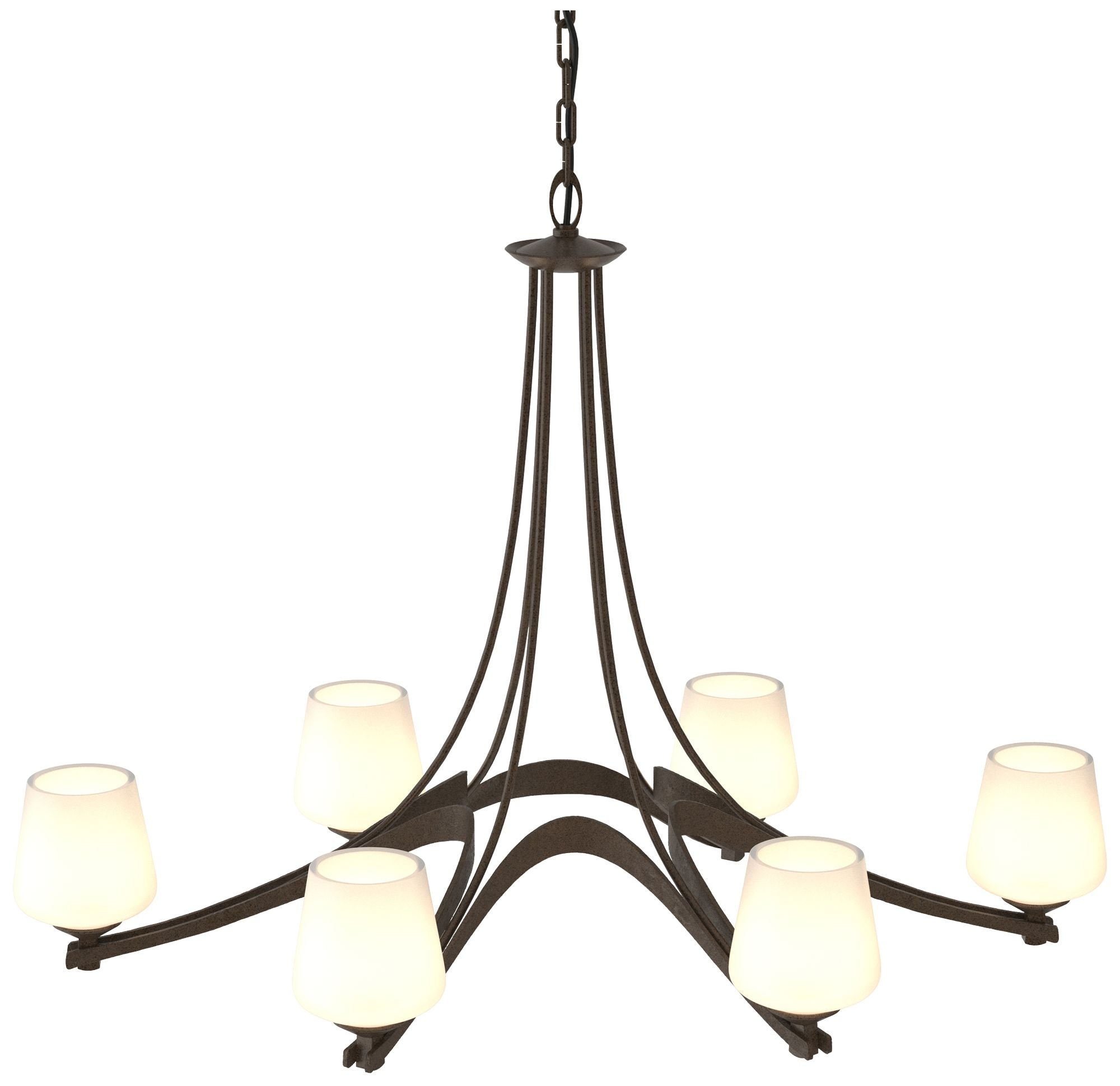 Oval Ribbon 38.5" Wide 6 Arm Bronze Chandelier With Opal Glass