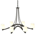 Oval Ribbon 38.5" Wide 6 Arm Natural Iron Chandelier With Opal Glass